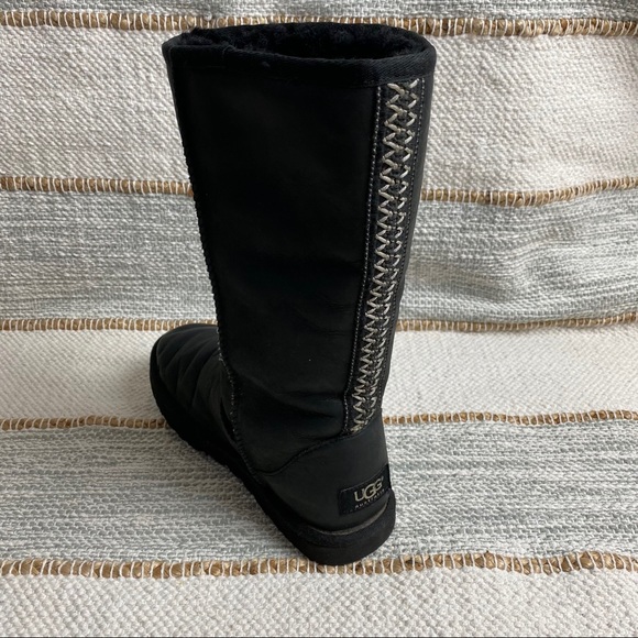 UGG Black Leather Embroidered Stitch Boho Boots - Picture 12 of 16